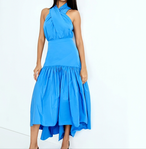 Veronica Beard Dresses & Skirts - Veronica beard Radley taffeta dress CRISSCROSS neck MAXI blue size 8 BNWT